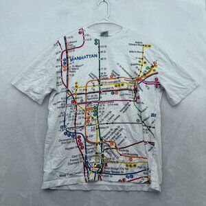Vintage New York Subway T Shirt Mens M White Subway Map All Over Print